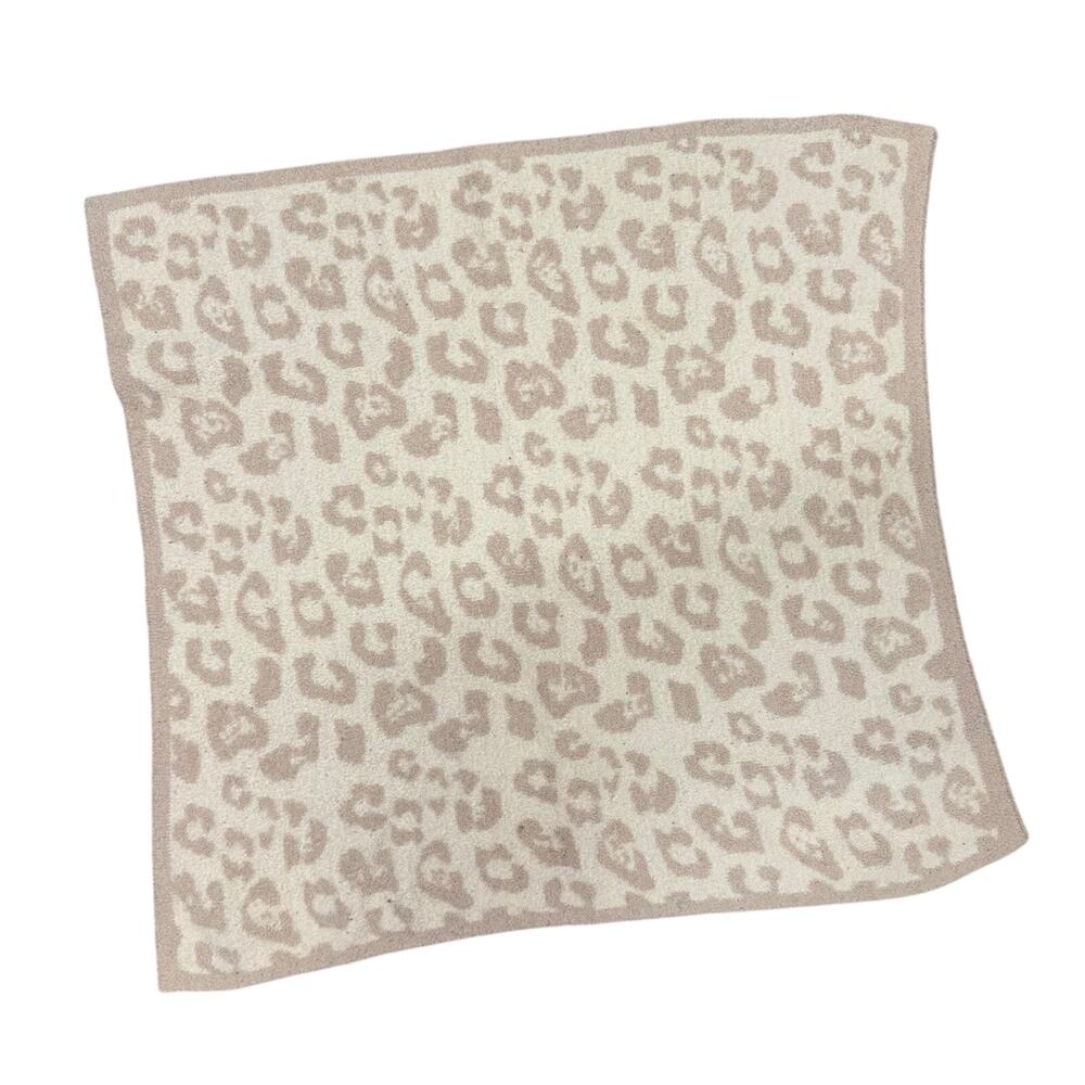 Barefoot Dreams Cozy Chic Lite Leopard Print Blanket Small Square White Plush